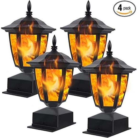 Dynaming Solar Flame Post Lights Outdoor, Solar Powered Lamps Fence - Picture 7 of 7